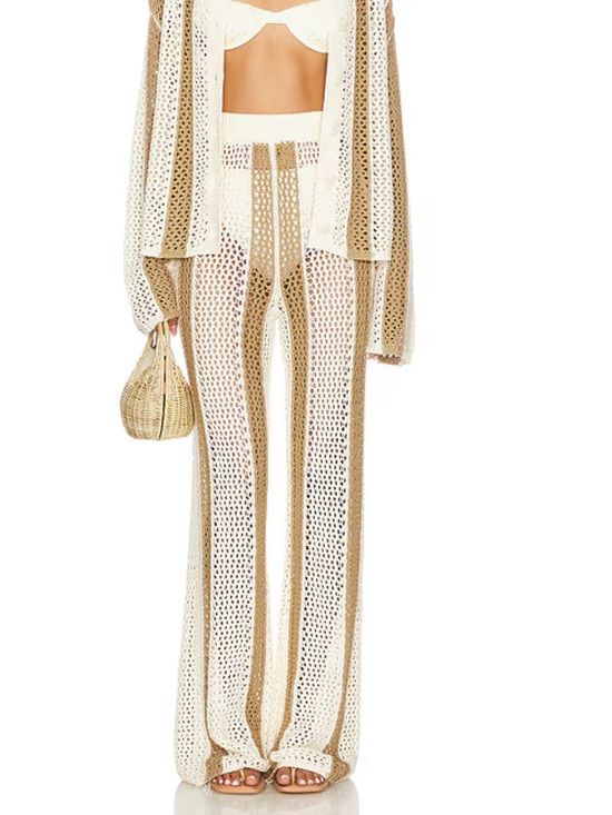 Lovers + Friends Other - Kerim Stripe Pant in Ivory & Beige Stripe LOVERS AND FRIENDS sz XS crochet